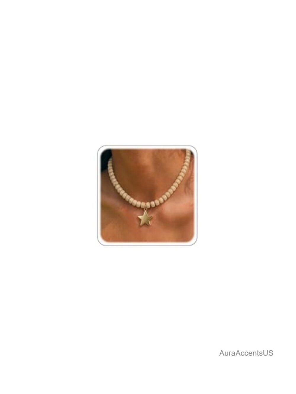 Chunky Beaded Necklace Women Star Statement Choker Necklace
